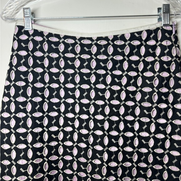 Vintage Snak Y2K Lavender Purple Black Leaf Floral Cut Out Mod A Line Skirt 6 - Picture 9 of 14